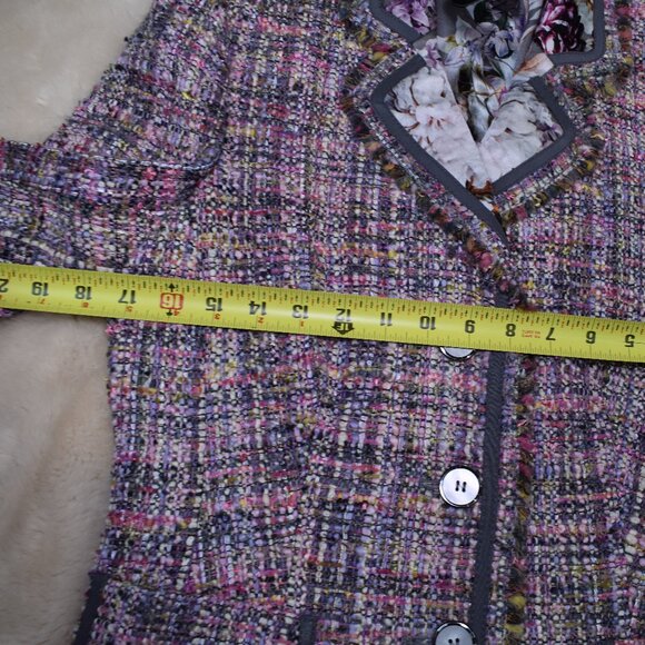 Basler Women’s Pink Gray Tweed Blazer Small-Medium Fun Vibrant Print Jacket - Picture 15 of 15